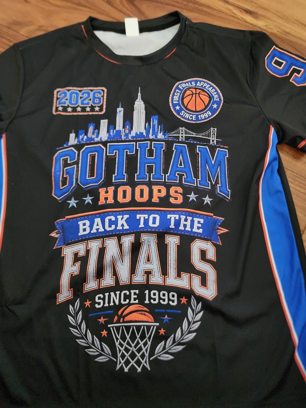 Gotham Hoops 'Back to the Finals' Graphic Jersey - Black/Blue/Orange